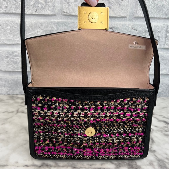 Kate Spade Katy Tweed Medium Shoulder Bag In Pink Multi - Picture 9 of 15